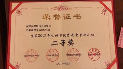 2021年杭州市優(yōu)秀質(zhì)量管理小組二等獎(jiǎng)